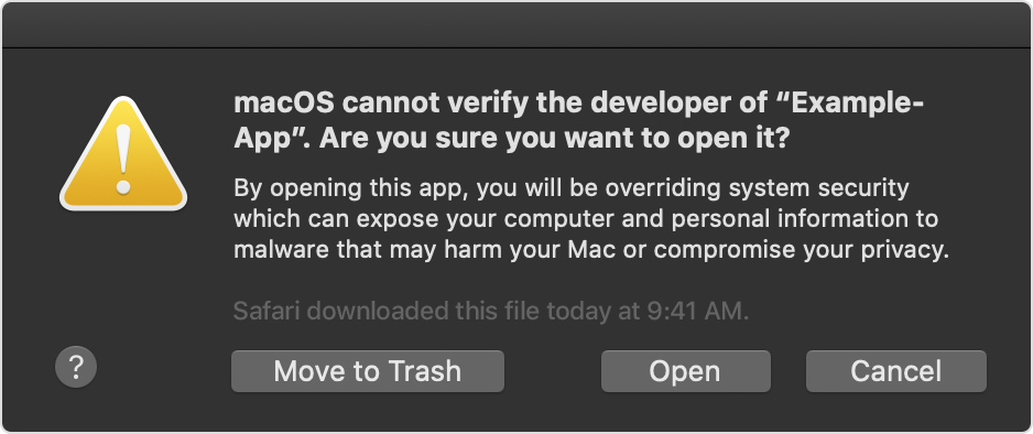 unidentified developer error message